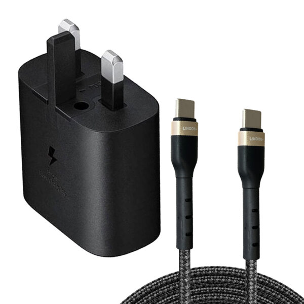 شارژر دیواری 25 وات لیندوس پلاس مدل Galaxy A73 به همراه کابل USB-C