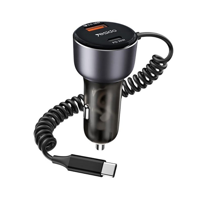 شارژر فندکی 60 وات یسیدو مدل Y56 به همراه کابل تبدیل USB-C